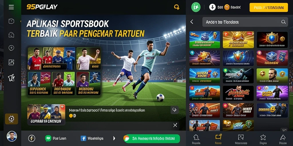Screenshot utama 95PGPLAY yang menunjukkan antarmuka permainan Sportsbook.