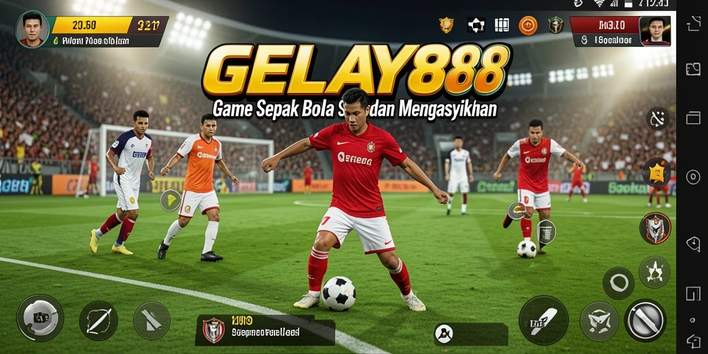 Tampilan gameplay seru di lapangan sepak bola dalam GELAY88.