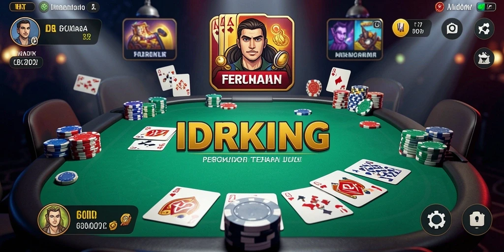 Tangkapan layar IDRKING menunjukkan pemain menikmati permainan poker intens.
