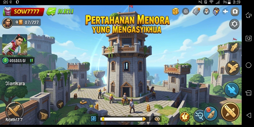 Screenshot utama SOV777 menampilkan aksi gameplay Tower Defense yang intens.